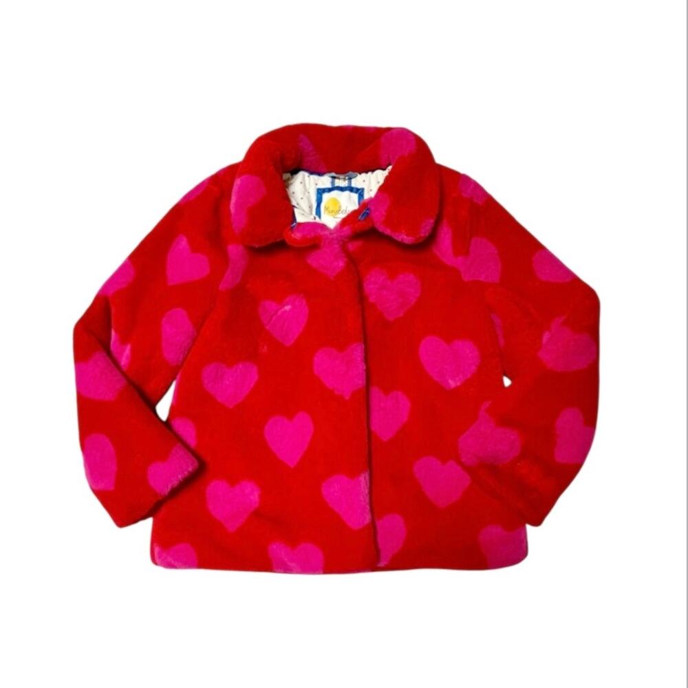 Mini Boden Faux Fur Heart Coat Size 9/10